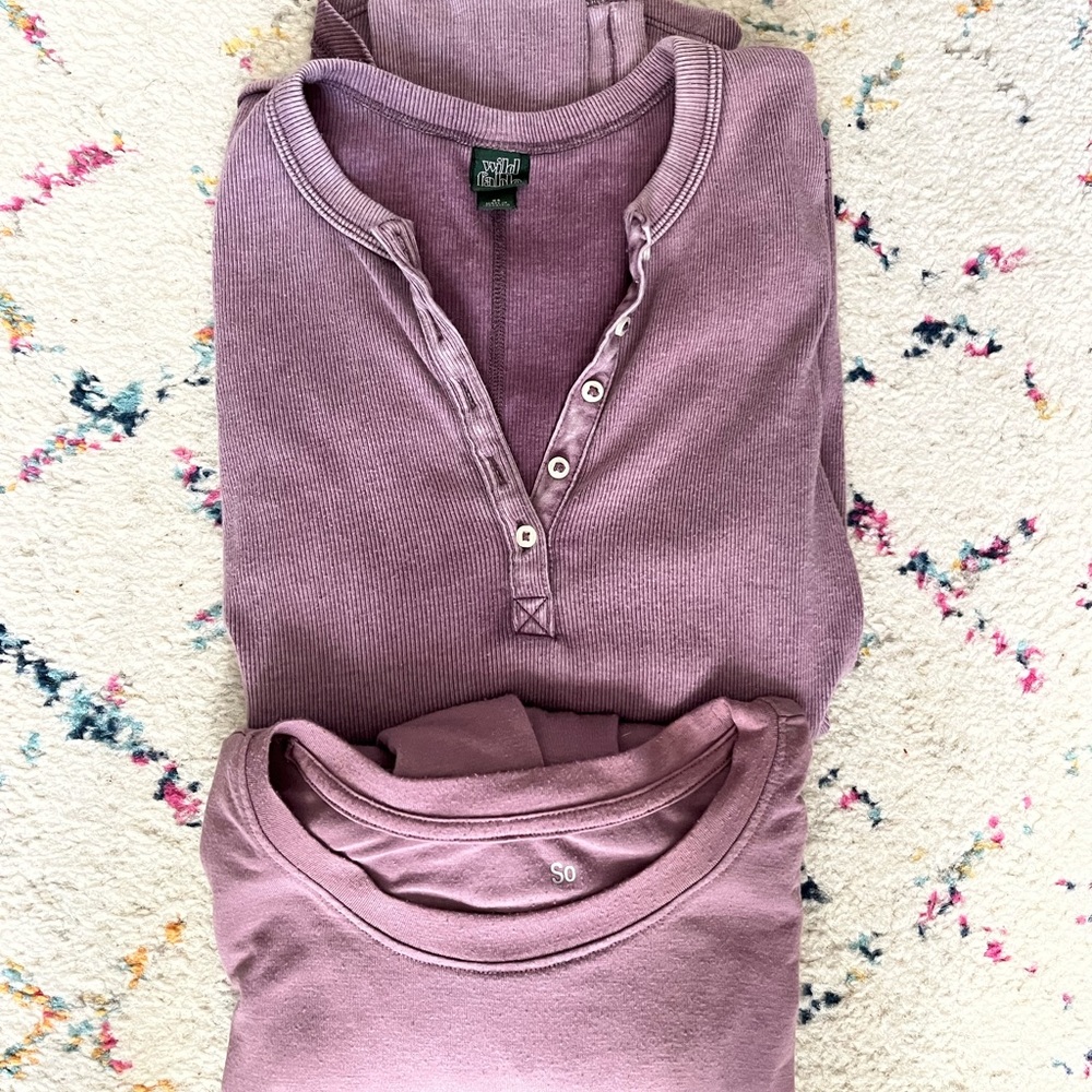 Lavender gray Henley and long sleeve shirts